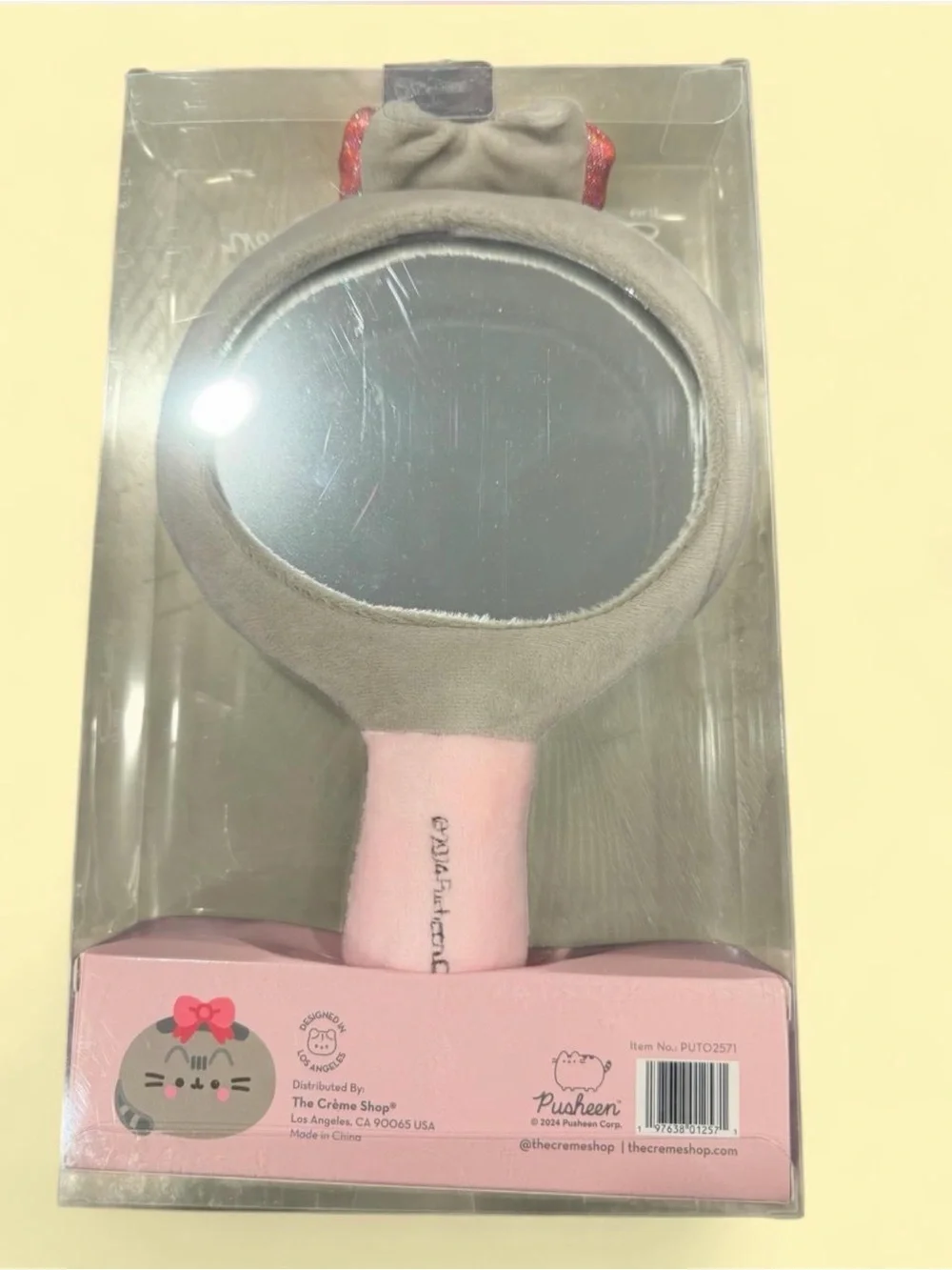 Pusheen Plush Portable Mirror by The Crème Shop - Gray/Pink